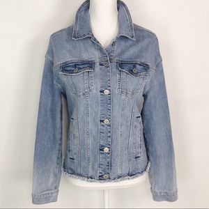Hollister Floral Embroidered Frayed Jean Jacket